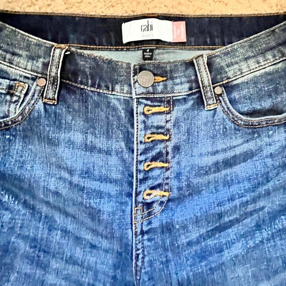 Cabi Button Fly Straight Paint Splatter Jeans Size 4 - Picture 6 of 9